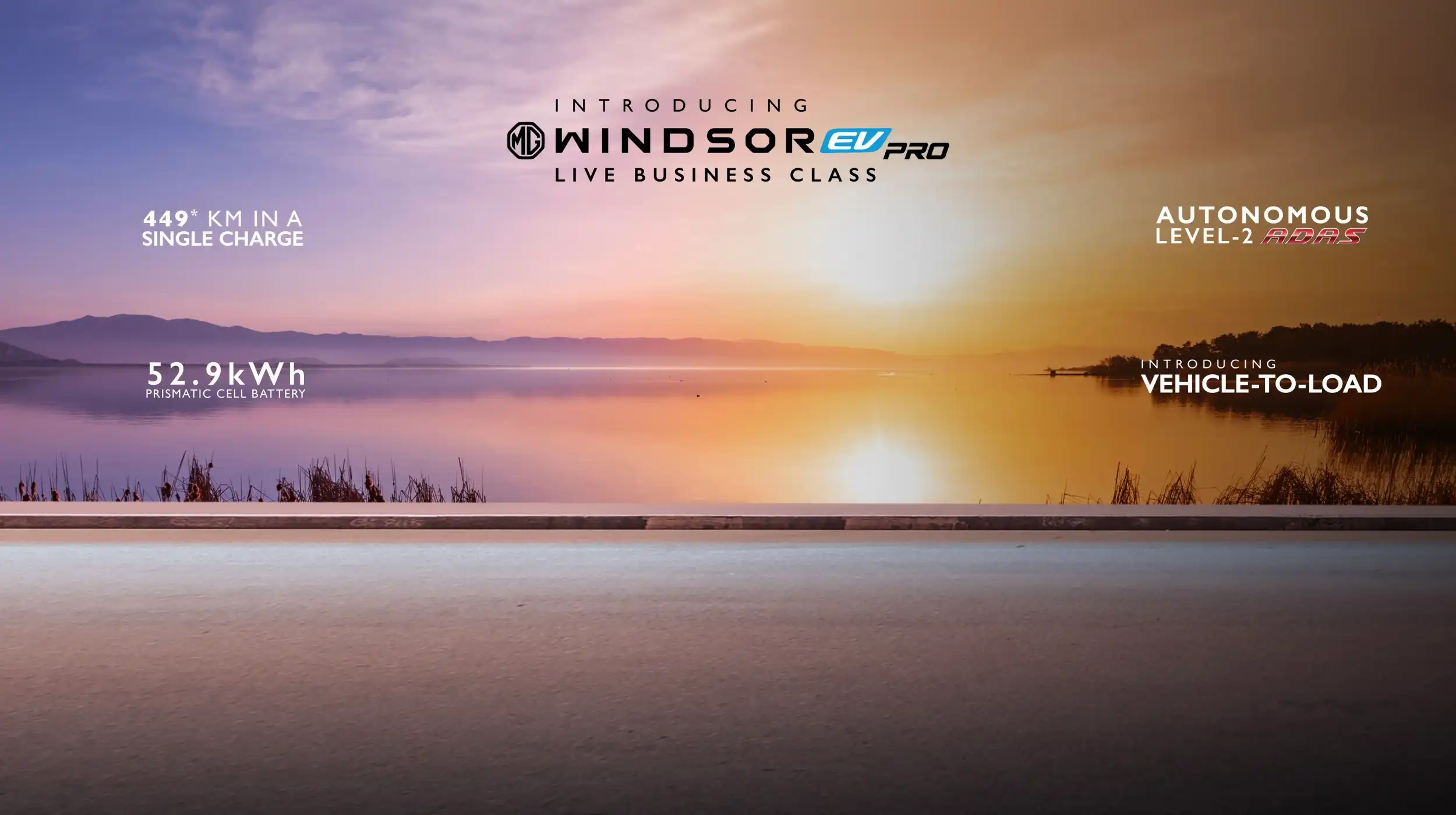 MG Windsor EV electric sedan background